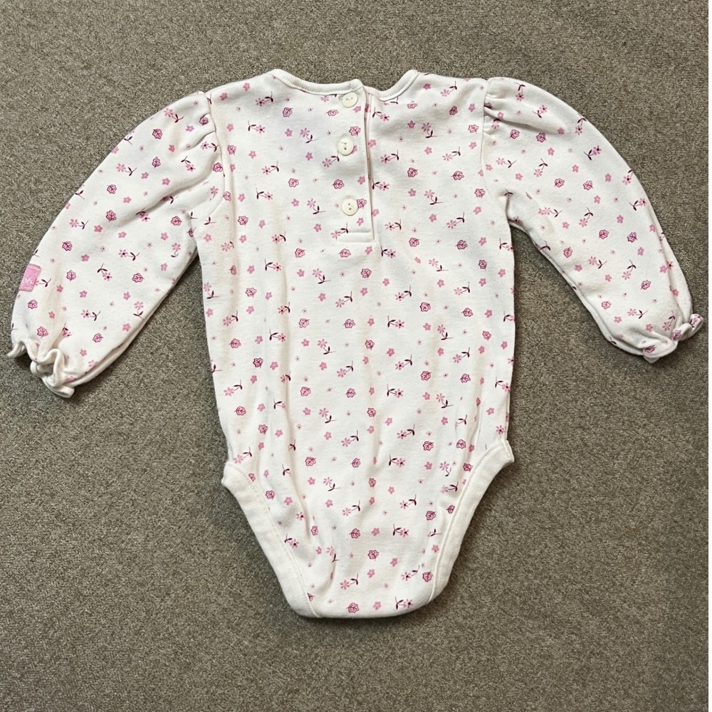 Disney Vtg Winnie the Pooh Pink Corduroy Overalls Floral Bodysuit 12M Y2K 90s - Picture 12 of 14